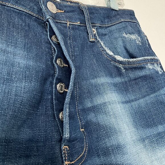 Zara Distressed Patchwork Tapered Skinny Jeans Blue32 - Picture 4 of 12